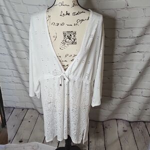 Dotti White Eyelet Swim Coverup Size Small NWT